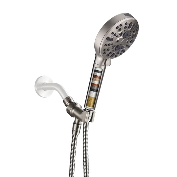 Cobbe Filter Shower Head 9-Setting Handheld Showerhead Built-in Filter Softens Water Quality Effectively Removes Chlorine and Harmful Substances Improves Skin and Hair Health Brushed Finish
