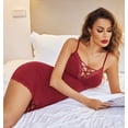 thumbnail image 4 of Women Sexy Nightgown Lace Babydoll Chemises V-Neck Modal Sleepwear Full Slip Side Slit Sleep Dress XS-XXL, 4 of 12