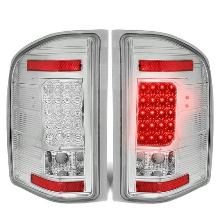 - for 07-13 chevy silverado / gmc sierra 1500 / 2500 / 3500 hd led tail brake lights ( chrome housing clear lens )
