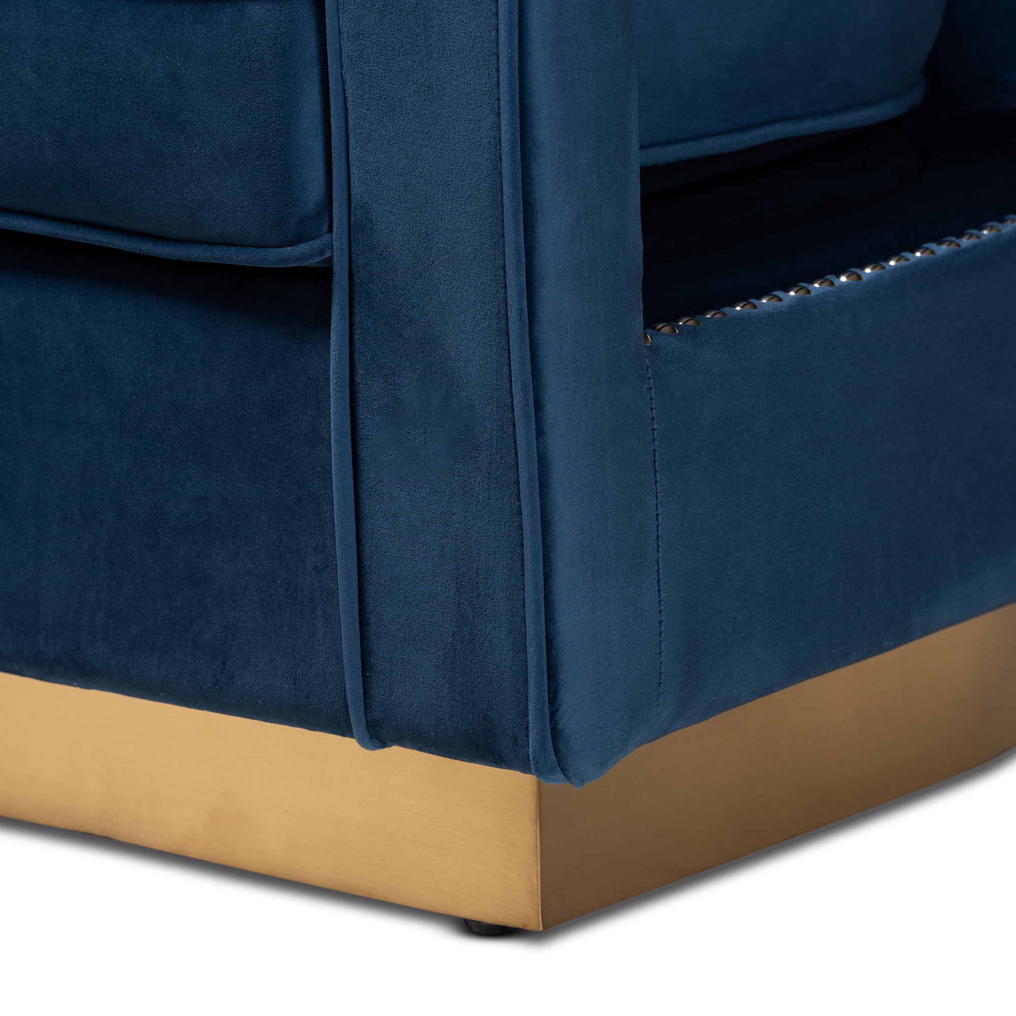 Baxton Studio Neville Tub Chair, Navy Blue and Gold