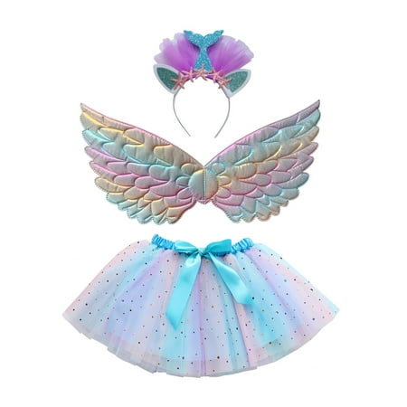 

WERYOUNG Kids Girls Ballet Skirts Holiday Party Tulle Dance Skirt With Wing Outfits Toddler Child Cute Dailywear