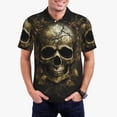 thumbnail image 1 of Balery Vintage Gold Leaf Skull Camisa Polo de Hombre con Estampado, de Manga Corta y Tejido Medio, Camisa Tipo Golf Polo-X-Large, 1 of 6