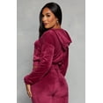 thumbnail image 3 of Rainbow Shops Female Adult Velour Flap Pocket Zip Front Cropped Hoodie Long Sleeves, Hoodie, Sweatshirt, Cropped Hem, Zippers, Solid, Velour, 3 of 3