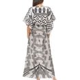 thumbnail image 2 of Sakkas Delma Women's Long Maxi Column V-neck Short Sleeve Slim Dress with Print - GW290-White - One Size Regular, 2 of 5