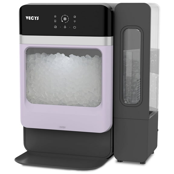 VECYS Nugget Ice Maker with Steel Trim, 33LBS/Day Self-Cleaning