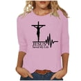 thumbnail image 3 of Jinhomg Easter Shirts for Women Christian Religious Cross Graphic Tee Tops Fashion 3/4 Sleeve Tunic Blouse Spring Crew Neck T-Shirts Seasonal Sale Pink XXXXXL, 3 of 5