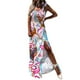 thumbnail image 4 of Vestido largo HUOGUO casual con estampado multicolor sin mangas, 4 of 5