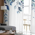 thumbnail image 4 of Blue Teal Eucalyptus Leaves Semi Sheer Curtains 84 Inch Length 2 Panels Set, Watercolor Weeping Botanical Sheer Kitchen Curtain Privacy Voile Window Curtain for Living Room Bedroom Rod Pocket Drapes, 4 of 7