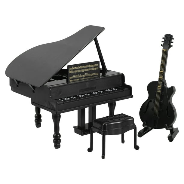 1 Juego de piano y guitarra en miniatura para casa de muñecas. Detalles realistas. Modelo musical para casa de muñecas, ideal para coleccionar y decorar.