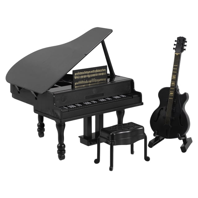 Juego de Piano y guitarra en miniatura para casa de muñecas, Mini Piano Musical, guitarra, modelo de detalle realista, 1 Juego