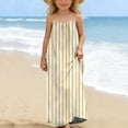thumbnail image 6 of Xdegoge Linen Chic Kids Summer Boho Dress for Tween Girls Maxi A Line Spaghetti Strap Backless Tie Sundress Classic Striped Flowy Lightweight Cute Beach Vacation Party Holiday Outfit for Teen, 6 of 9