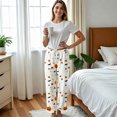 thumbnail image 6 of Women's Halloween Pajama Pants, Halloween Sweatpants Funny Pumpkin Print Wide Leg Harem Lounge Pants with Drawstring Elastic Waist Pajama Bottoms Sleepwear Matching Pajamas Halloween Christmas Gifts, 6 of 7