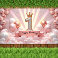 thumbnail image 5 of Pink Balloons Birthday Banner Glitter Number Floral Decor Celebration Background for First Birthday Children's Party, 5 of 7