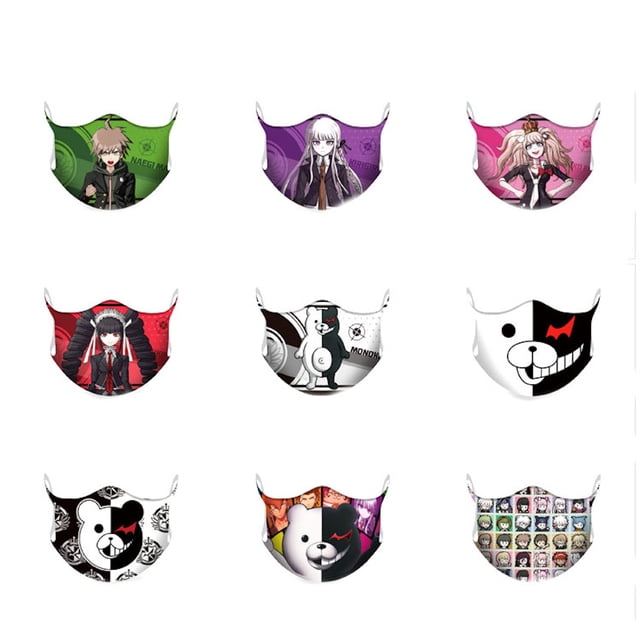 Máscara facial Anime Danganronpas, 9 unidades por lote, algodón