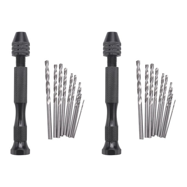 2 Piezas Mini Mini Taladro de Mano de Aluminio con Portabroca Sin Llaves + 20X Herramientas Rotativas de Brocas Helicoidales