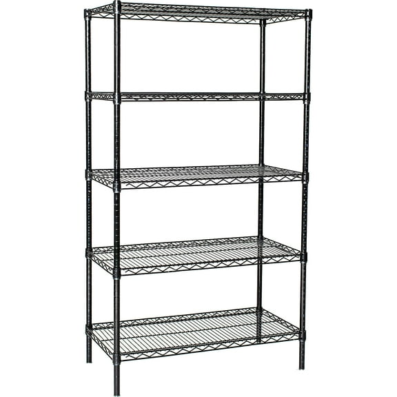 18" Deep x 24" Wide x 63" High 5 Tier Black Starter Shelving Unit