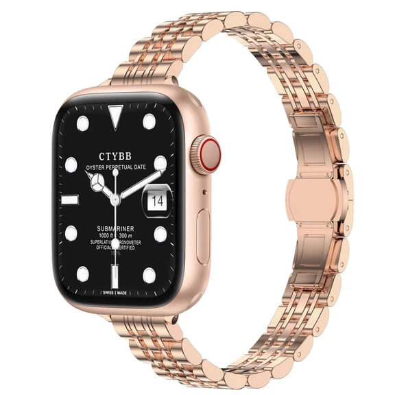 Metal Slim Band with Case Compatible with Apple Watch Bands for Women 40mm 41mm 38mm 42mm, Stainless Steel Chain Straps for iWatch Bands Series 10 9 8 7 6 5 4 3 2 1 SE,Silver Gold