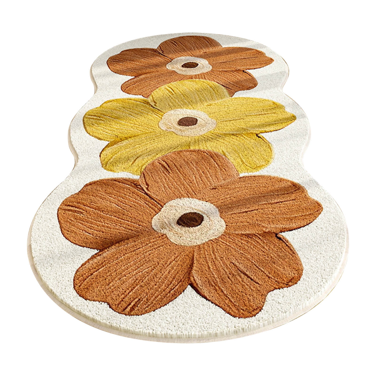 PALIFEUR Flower Rugs for Bedroom, Ultra Soft 3D Floral Carpet Shaggy Tufted Bathroom Rugs Absorbent Non-Slip Bath Mat Washable Area Rug for Bedroom Bathroom Kitchen Living Room-20x47"-Orange