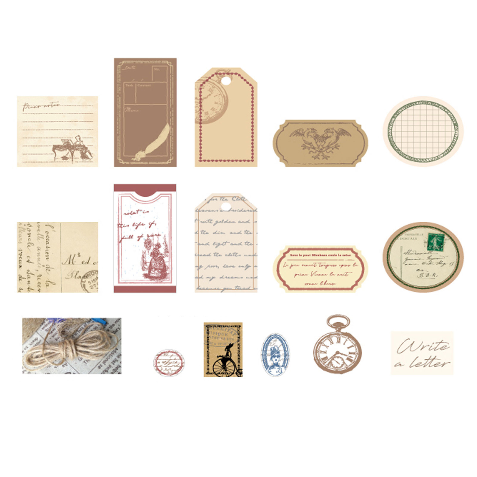 vintage scrapbook sticker retro literary note decoration sticker set with 15 different patterns hand account stickers for journal embellishment supplies walmart com