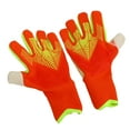 thumbnail image 3 of Guantes de portero de fútbol para hombre y mujer, de látex y nailon, antideslizantes, transpirables, con protección para los dedos, para entrenamiento y competición, color naranja, talla 6, 3 of 14