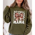 thumbnail image 6 of Football Mama Hoodie for Women Cute Coquette Bow Game Day Football Mom Pullover Sweatshirt, Army Green Hoodie, M, 6 of 8
