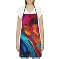 thumbnail image 3 of Yiaed Colorful Abstract Swirls Print Kitchen Apron with Hand Wipe Pockets,Big Pocket,Aprons for Women with Pockets, Waterproof for Cooking Baking, 3 of 7