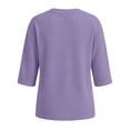 thumbnail image 3 of KyCheLot Women's Crew Neck Sweatshirt Solid Color 3/4 Length Sleeve Clothes Lightweight Vacation Sweatshirts, 3 of 6