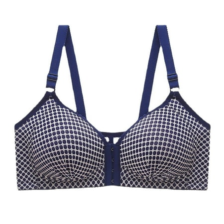 

Fsqjgq Fashion Polka Dots Bras for Women Push up Small Chest Gathered Sports Bras Front Buckle Breathable Comfortable Underwear Blue 36