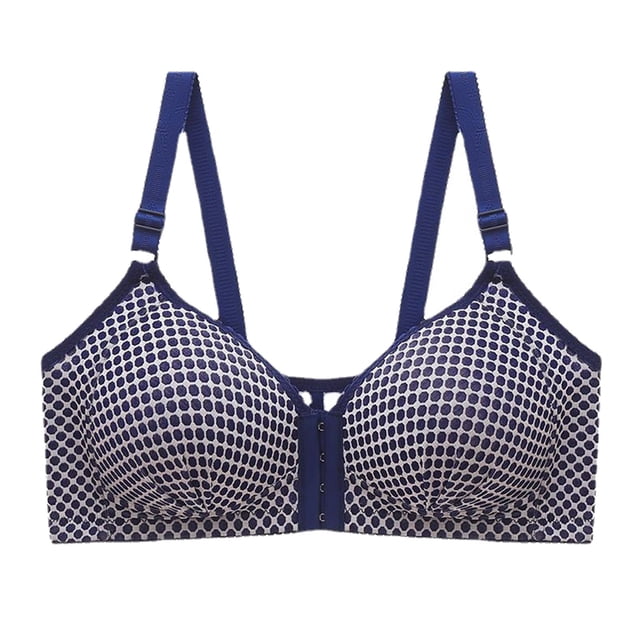 HBFAGFB Bras for Women Comfortable Front Button Built-In Bra without Steel Ring Underwear Blue Size 46