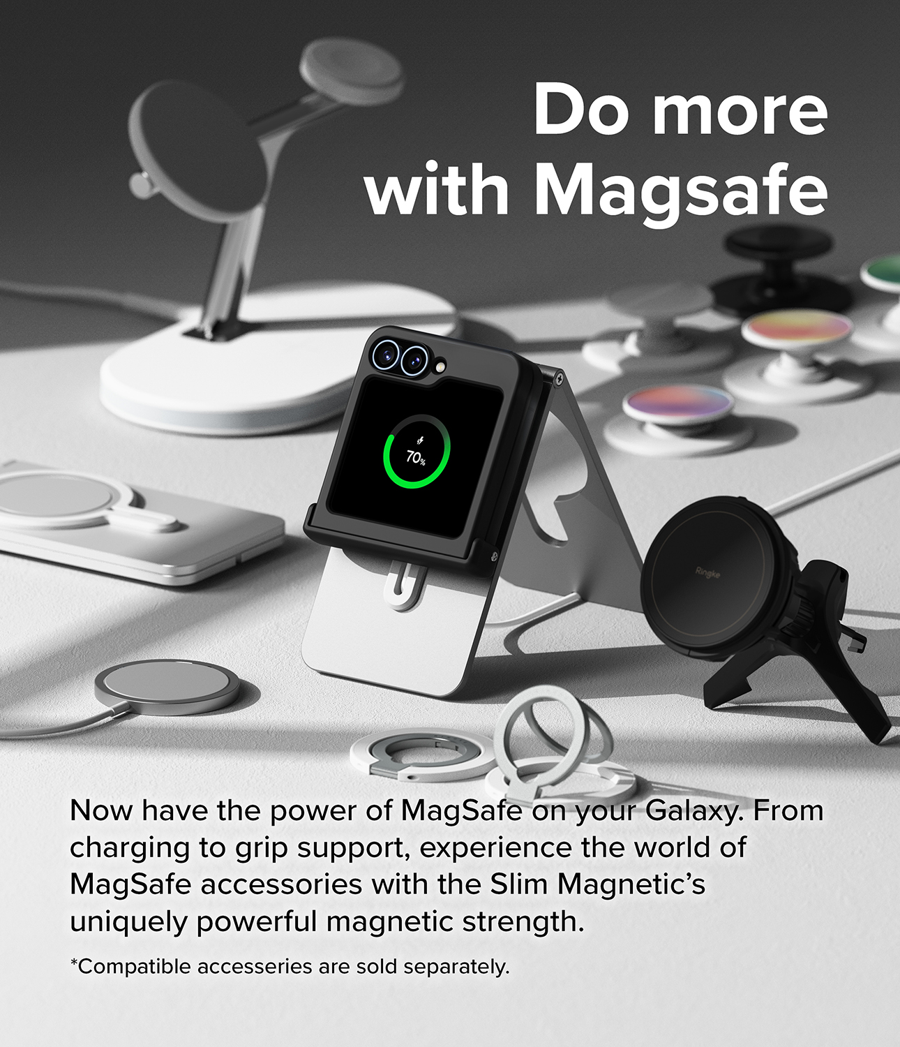 Ringke Galaxy Z Flip 6 / 7 FE [Slim Hinge Magnetic] Hinge Protection Anti-Yellowing Protective Phone Case Compatible with Magsafe - Black