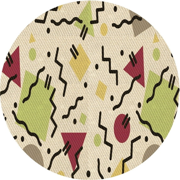 Ahgly Company Indoor Round Patterned Khaki Gold Area Rugs, 8' Round