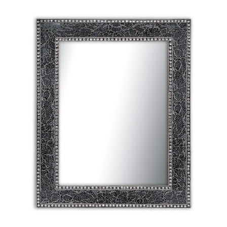 Black/Gray Crackled Glass Decorative Wall Mirror - 30X24 Mosaic Glass Wall Mirror, Vanity Mirror, Glamorous