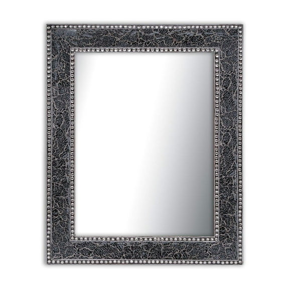 Black/Gray Crackled Glass Decorative Wall Mirror - 30X24 Mosaic Glass Wall Mirror, Vanity Mirror, Glamorous