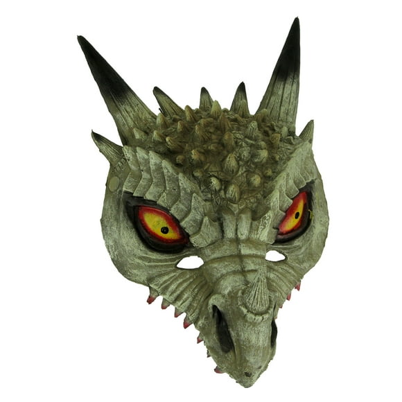Dark White Horned Dinosaur Adult Halloween Mask Costume Accessory Halloween