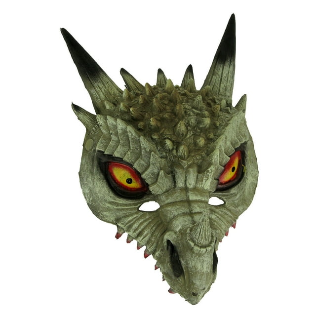 Dark White Horned Dinosaur Adult Halloween Mask Costume Accessory Halloween