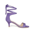thumbnail image 3 of BLISSFUL STEP Women's Shoes Faux Suede Lace Up Open Toe Kitten Heel Cushioned Footbed Sandals  Purple 7, 3 of 7