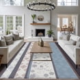 thumbnail image 3 of 5'x8' Area Rugs, Blue Brown Stripes Indoor Outdoor Area Rug for Living Room Bedroom, Abstract Geometric Spring Flowers Country Washable Bathroom Rugs Kitchen Floor Carpet Mats Home Decor Aesthetic, 3 of 8