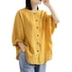thumbnail image 2 of Vintage tres cuartos O cuello talla grande camiseta blusa para mujer camisas ligeras con botones, 2 of 5