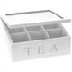 thumbnail image 2 of Wooden Tea Box - Tea Box in White, Tea Box with 9 Compartments, Large Tea Bag Box, White, 2 of 5