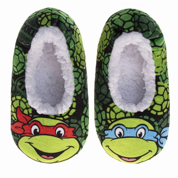 Nickelodeon Ninja Turtles Slippers for Kids, Ninja Turtles Design Soft Cozy Indoor Comfort (Toddler Little Kid), Green, Size: 11-12
