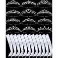 thumbnail image 1 of wonima02 12 Set Crown and Sashes Set Blank Satin Sashes for Pageants Rhinestone Prom Queen Tiara Crown White Blank DIY for Thanksgiving Halloween Birthday Wedding Prom Party Supplies, 1 of 1