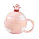 thumbnail image 4 of Taza de cerámica navideña para bebidas, taza de té, decorativa navideña con tapa Rosa, 4 of 9