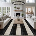 thumbnail image 3 of Black White Striped Area Rugs 5'x8', Washable Small Throw Rugs for Classroom Bedroom, Farmhouse Vintage Shabby Chic Wood Grain Indoor Outdoor Rug Non-Slip Low Pile Carpet Runner Reversible Floor Mats, 3 of 8