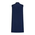 thumbnail image 4 of Sakmal Casual Dresses for Women V-Neck Mid-Length Blue Sleeveless Loose Fit Solid Comfy Shift Dress, 4 of 5