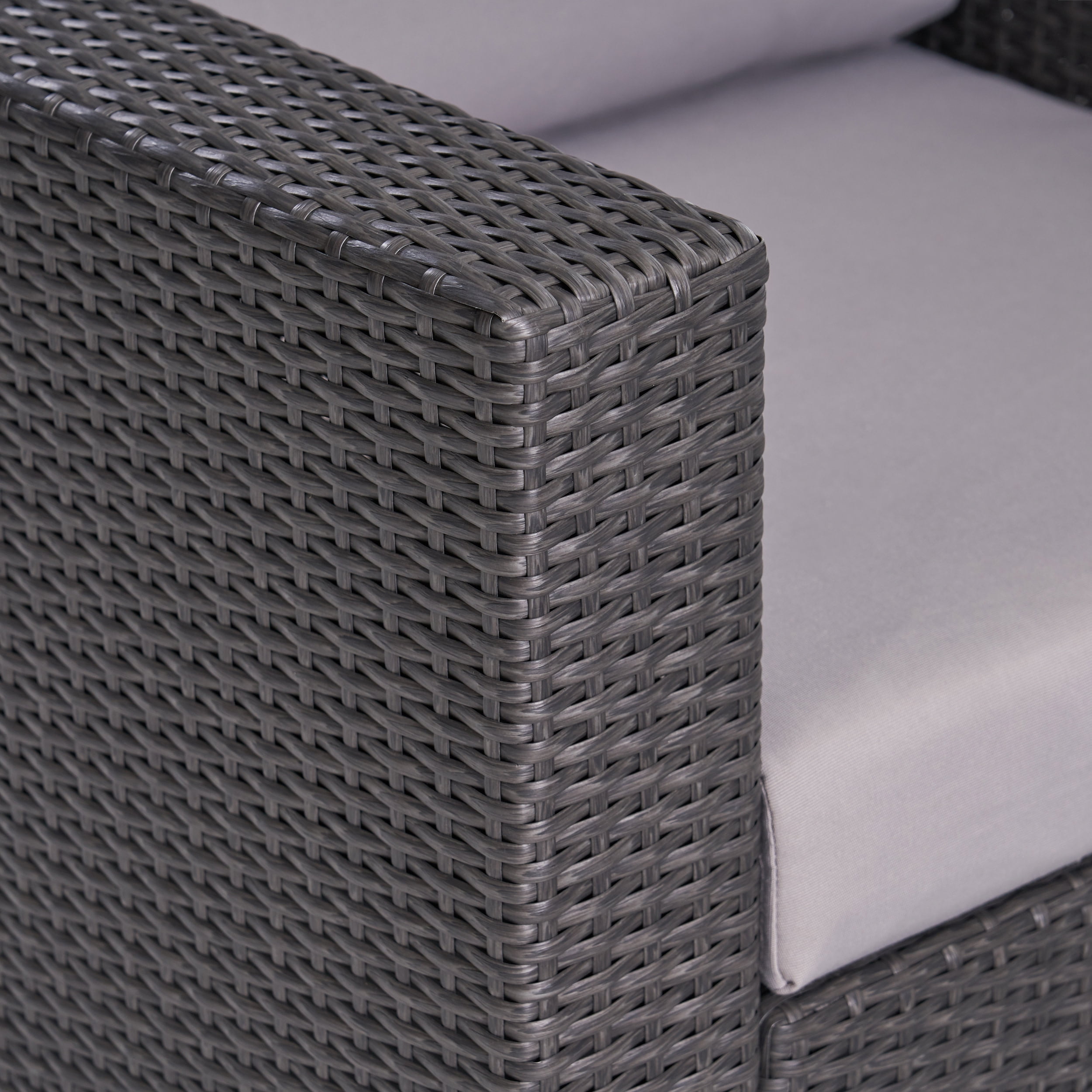 Rosen Wicker Outdoor Club Chair with Cushions, Gray, Light Gray