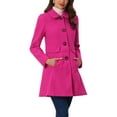 thumbnail image 4 of INSPIRE CHIC Women's Vintage Lapel Collared Overcoat Single Breasted Mid-Long Winter Coat, 4 of 6
