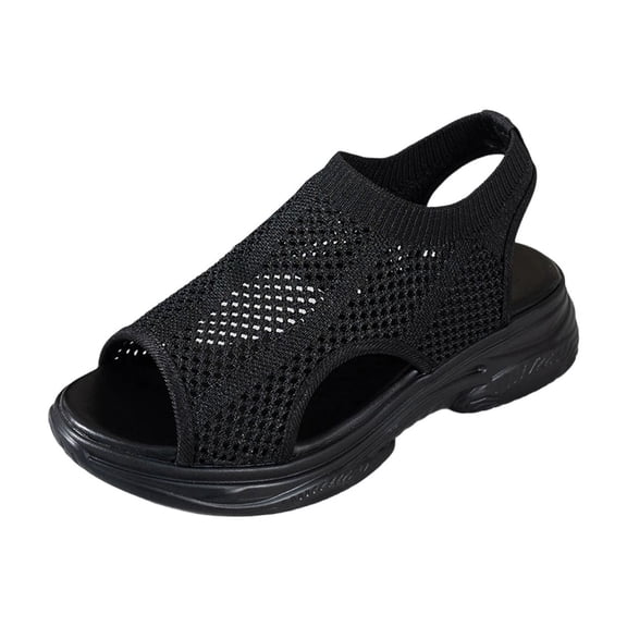 ZACPNCV Womens Plus Size Wedge Sandals Mesh Peep Toe Cut Out Comfort Casual Shoes Summer
