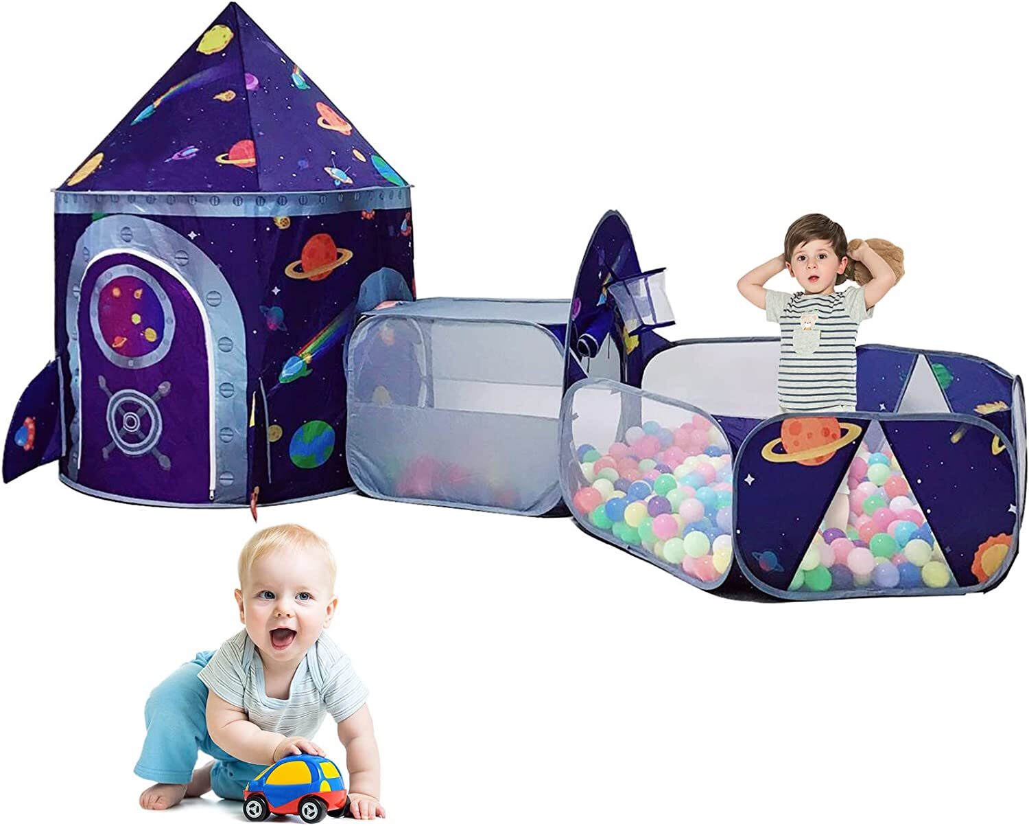 Kids Play Tent, 3 in 1 Play Tents Set with Ball Pit, Crawl Tunnel, Tents for Toddlers , Indoor