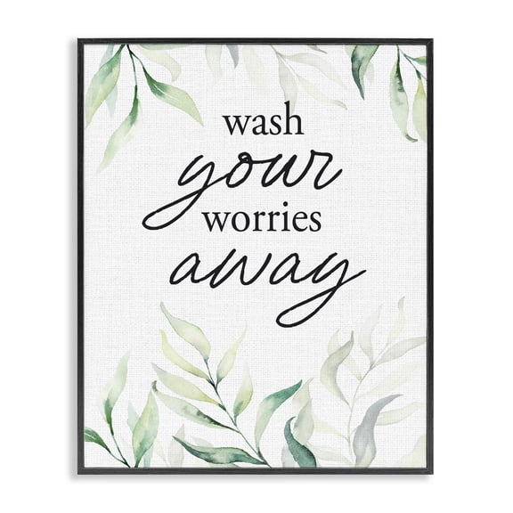 Wash Worries Away Leaves Black Framed Giclee Art, design by Lettered and Lined