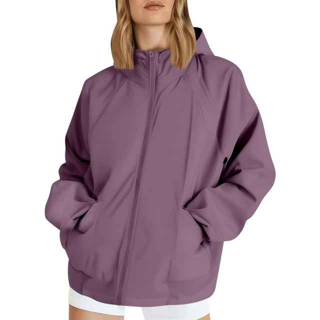 iHPH7 Manteau de Randonnée Imperméable de Mode Automnale Manteau de Pluie Femme Imperméable Vêtements d'Automne pour Femmes Imperméables pour Femmes avec Capuchon Manteau de Pluie pour Femmes avec Capuchon Manteau d'Extérieur Violet G